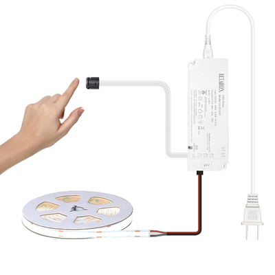 LETARON COB LEDテープライト 24V LEDテープライト、480個/M LED、超高輝度高ルーメン6000K白色3m、3Mテープで調光可能、30W UL電源、寝室、自宅、キッチンDIY用タッチスイッチ