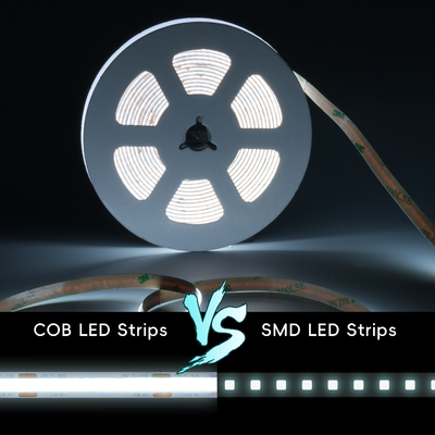 LETARON COB LEDテープライト 24V LEDテープライト、480個/M LED、超高輝度高ルーメン6000K白色3m、3Mテープで調光可能、30W UL電源、寝室、自宅、キッチンDIY用タッチスイッチ